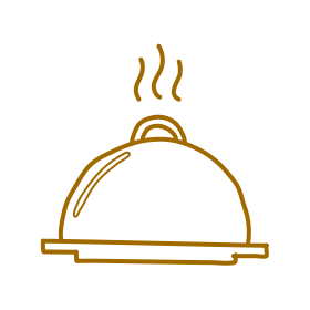 Illustration of a steaming serving platter