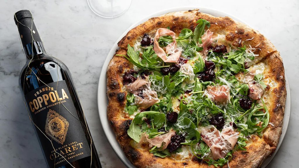 Pizza and a bottle of wine - Diamond Collection Claret