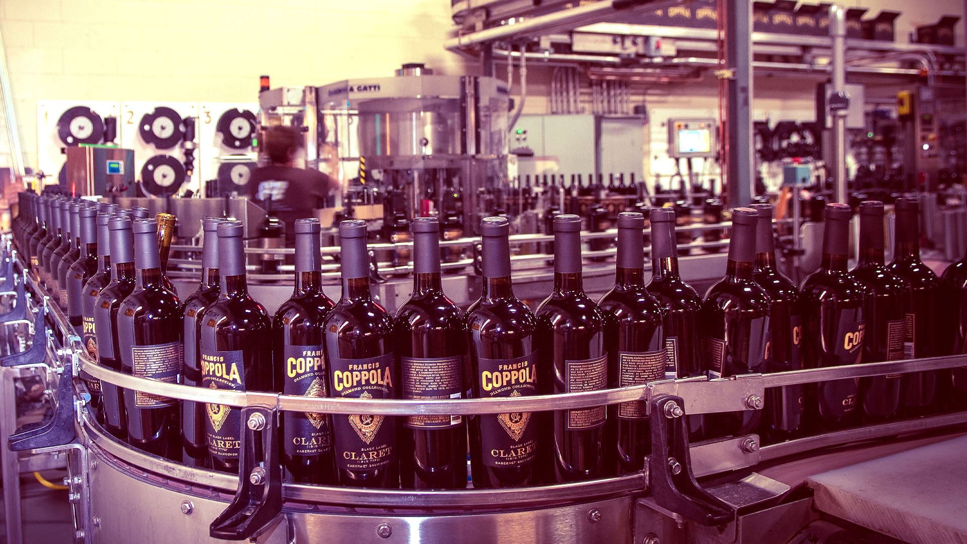 Photo of the bottling line at Francis Ford Coppola Winery