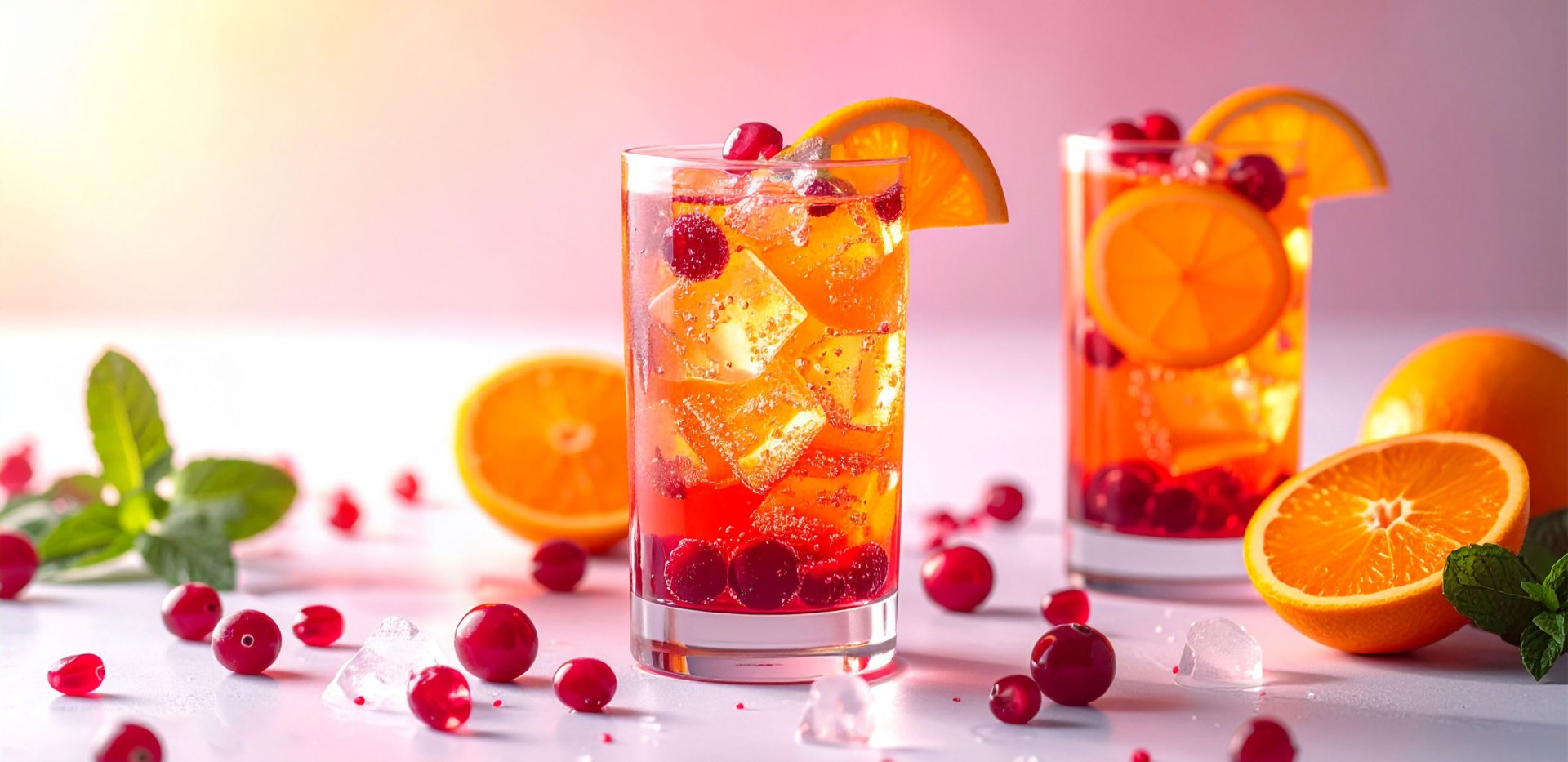 Photo of two Cranberry Spritz cocktails
