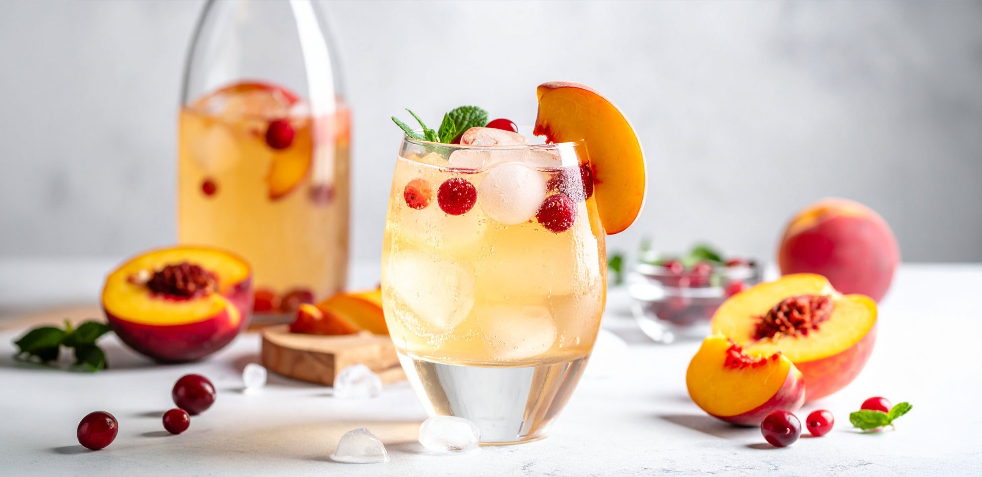 Photo of a White Cranberry Peach Spritz cocktail